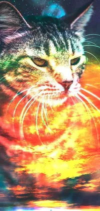 If you're seeking a visually stunning phone live wallpaper, look no further! This piece presents a close-up of a delightful cat against a sky backdrop