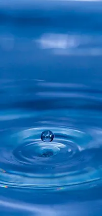 This live wallpaper is perfect for your phone with a close-up shot of a water droplet in a body of water, set in a blue Renaissance-themed background