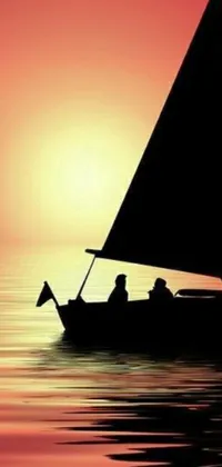 Introducing our stunning phone live wallpaper featuring a captivating digital rendering of a romantic sunset sailboat scene