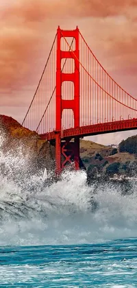This live wallpaper showcases a breathtaking landscape featuring a colossal body of water with a prominent bridge in the background amidst the bay area