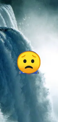 Looking to add some personality to your phone? This live wallpaper is for you! It features a smiley face in front of a stunning waterfall, perfect for displaying your favorite picture or Instagram post alongside