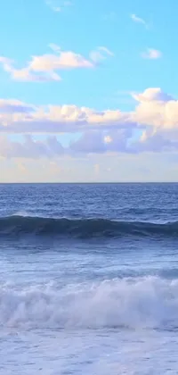 This stunning live wallpaper depicts a surfer riding a wave on their surfboard