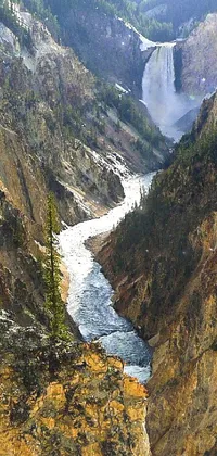 This live phone wallpaper showcases the natural beauty of a river flowing through a canyon