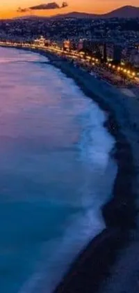 This phone live wallpaper depicts a serene beach next to a tranquil body of water, offering the perfect aesthetic for soothing vibes