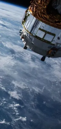 This phone live wallpaper features a breathtaking view of the Earth from a space station