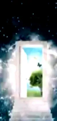 Looking for a captivating live wallpaper to personalize your phone? Look no further than this magical creation! Enter into a magical world through a stairway leading to a door in the sky