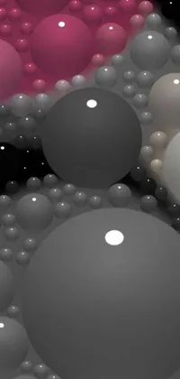 Get mesmerized by this stunning live wallpaper with floating balls stacked upon each other in shades of grey, cool space colors and playful foam bubbles