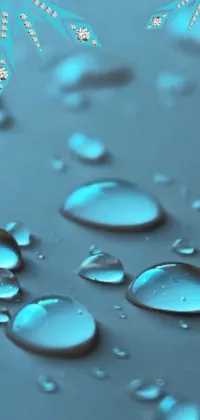 This phone live wallpaper is a simulation of water droplets on a surface, showcasing a realistic photorealistic painting