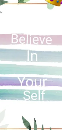 This live wallpaper for your phone features a quote of encouragement in a minimalist font set against a beautiful watercolor style in shades of mauve and cyan
