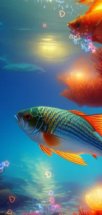 Adorn your phone with a lively wallpaper featuring a fish swimming in water
