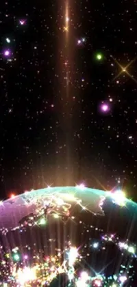 This phone live wallpaper features a stellar view of planet Earth surrounded by glittering stars in space
