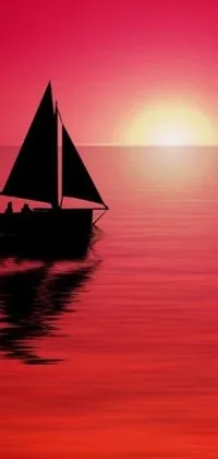 This live phone wallpaper showcases a beautiful image of a boat floating serenely on a calm body of water