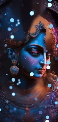This live wallpaper for your phone features a stunning ultrafine painting of a woman statue with intricate patterns and shapes
