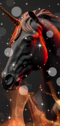 This live wallpaper features a striking close-up of a horse's head rendered in high-quality 3D