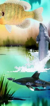 Experience the thrill of big bass fishing right on your phone's screen with this stunning fish jumping live wallpaper