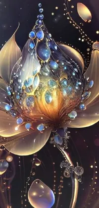 This lively phone live wallpaper features a stunning digital painting of a colorful flower with playful bubbles floating around it