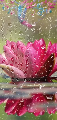 This phone live wallpaper features two pink flowers elegantly floating on water
