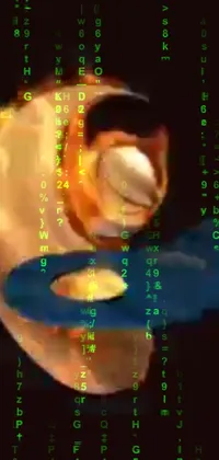 This phone live wallpaper features a computer rendering of numerical data, with a conch shell, a screenshot from Fallout (1997) and a moving mechanical heart in the center