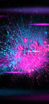 Looking for a phone wallpaper that will make your device stand out? Check out this stunning pink and blue explosion design on a black background! The explosion effect is created using pigment textures, resulting in a one-of-a-kind look that combines vibrant contrast and artistic charm