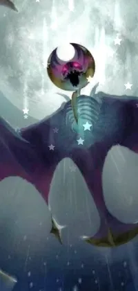 Decorate your phone with a fascinating live wallpaper of a purple dragon flying in front of a full moon