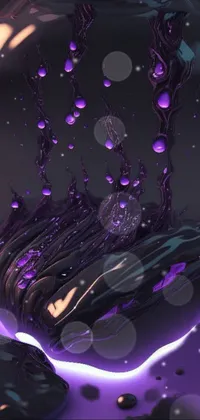 This live wallpaper features a glowing purple jar filled with mysterious black slime