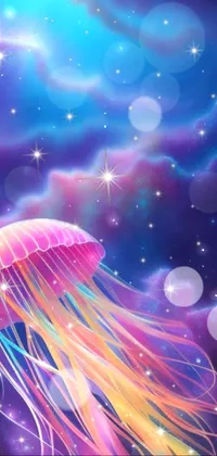 Transform your phone screen into a breathtaking natural environment with this jellyfish floating live wallpaper