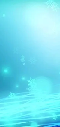 This phone live wallpaper features a serene blue background adorned with snowflakes and stars for a calming winter ambiance