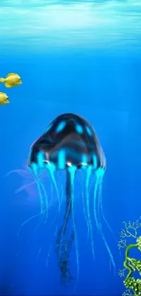 Transform your phone screen into an optical illusion with this live wallpaper showing a jellyfish in a fish tank setting