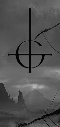 This live wallpaper for phone features a compelling black and white photo of a cross on a beach and a gothic album cover design, along with an intense scene showcasing demon combat in a circle pit