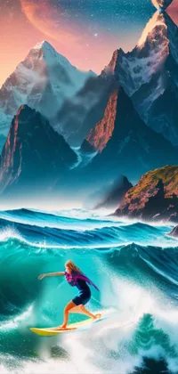 Water Mountain Surfing Live Wallpaper