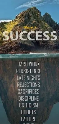 Explore the serene beauty of this stunning phone live wallpaper! Featuring a small island in the ocean with the powerful word "success" written in bold white letters, this vertical wallpaper triggers motivation and confidence
