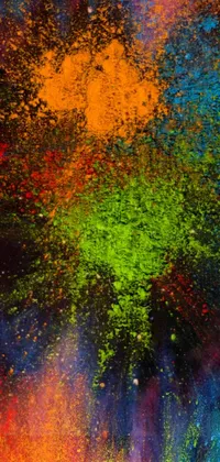 This live phone wallpaper features a vibrant pointillism painting inspired by action painting and Sam Francis