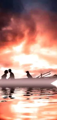 This live wallpaper features a picturesque scene of a couple on a boat, surrounded by the open sea