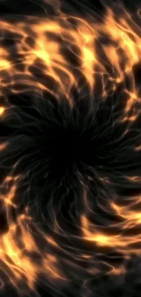 This phone live wallpaper boasts a captivating spiral of fire set against a pitch-black backdrop