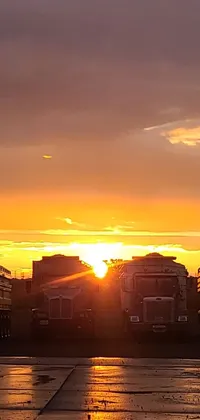 Enjoy a phone live wallpaper that showcases a stunning parking lot scene captured at sunrise