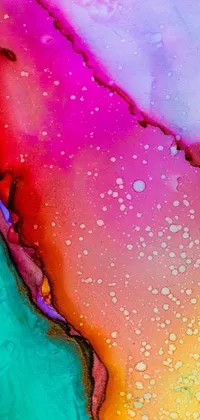 Looking for an immersive live wallpaper for your phone? Check out this fantastic design! This wallpaper features a colorful fluid painting that captures the essence of abstract expressionism