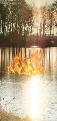 This captivating live wallpaper features a flame blazing in the center of a body of water, creating a hypnotic and mesmerizing effect