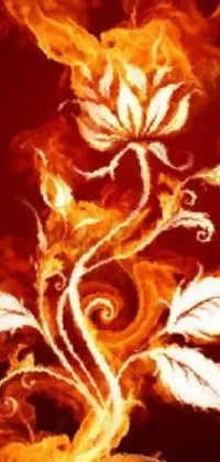 This live wallpaper depicts a breathtaking fire flower on a black background