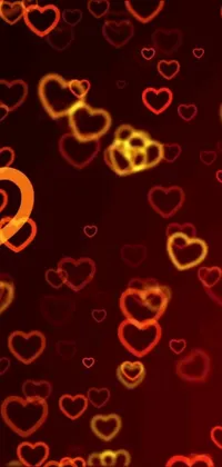 Looking for a beautiful and romantic live wallpaper for your phone? Look no further than this stunning digital rendering featuring red and yellow hearts on a black background