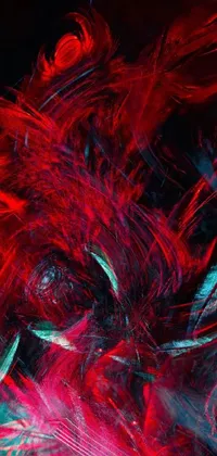 This phone live wallpaper features an abstract digital painting of red and blue colours on a black background