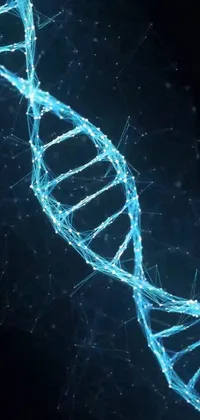This live phone wallpaper boasts a stunning blue DNA strand set against a black background
