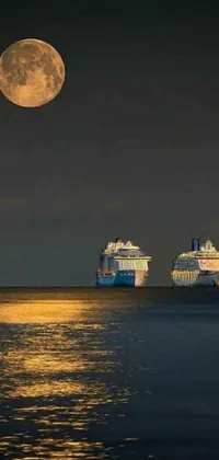 Feast your eyes on a hypnotic live wallpaper that depicts two lavish cruise ships cutting through the ocean at night