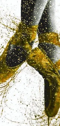 This live wallpaper features a beautiful painting of yellow ballet shoes in motion