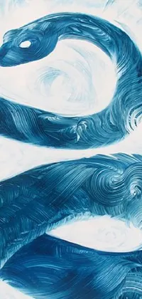 This phone live wallpaper features a striking painting of a serpent on a blue background