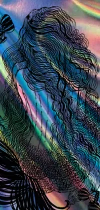 This stunning live phone wallpaper features a highly detailed drawing of a mermaid with long hair