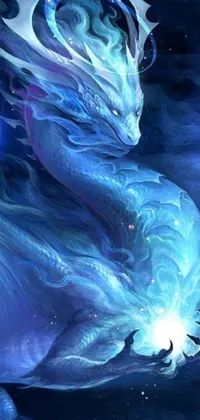 This phone live wallpaper displays a stunning close-up of a dragon