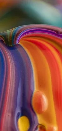 This stunning phone live wallpaper features a close-up macro photograph of a colorful object on a table