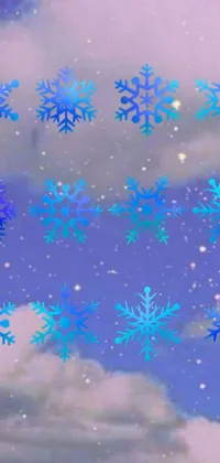 This stunning phone live wallpaper showcases delicate and intricate digital snowflakes gracefully floating through the air