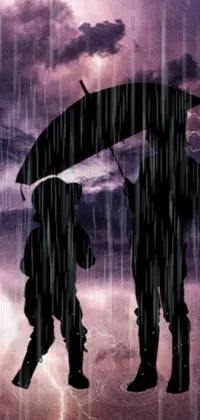 Looking for a beautiful live wallpaper to spruce up your Android phone? Look no further than this stunning image of two figures standing under an umbrella in the rain