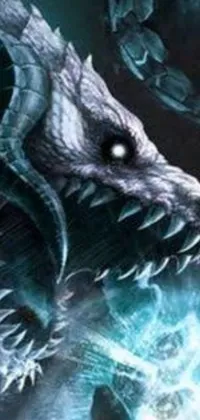 This phone live wallpaper depicts a breathtaking close-up of a dragon with its mouth agape in intricate concept art
